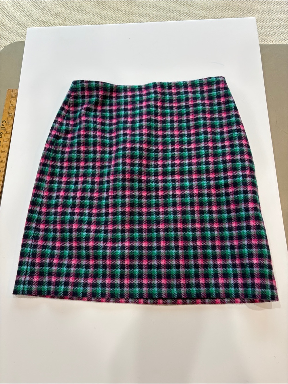 Talbots Pink and Green Plaid Pencil Skirt